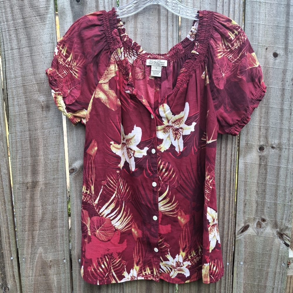 Lucky Brand Burgundy Floral Blouse